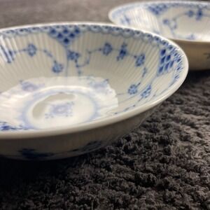Royal Copenhagen Blue Fluted Full Lace 6" Small Bowls Set of 2 Denmark Vintage